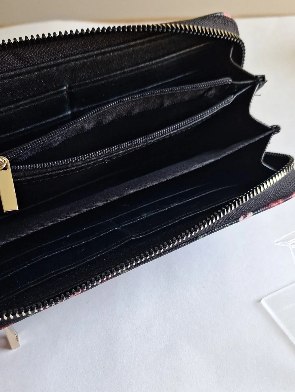 Floral Zip Wallet - Black Pink Coral Floral